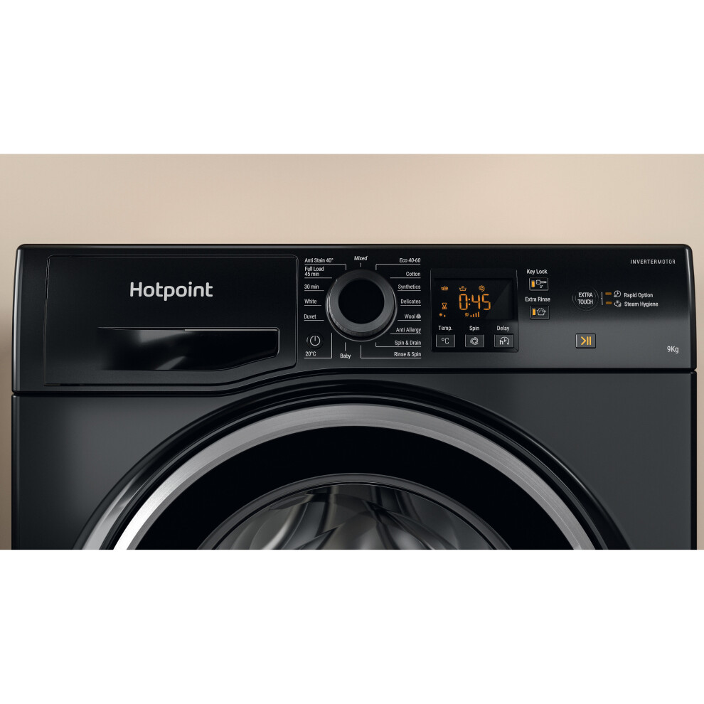 Hotpoint NSWM945CBSUKN 9kg Washing Machine with 1400 rpm - Black - B Rated 